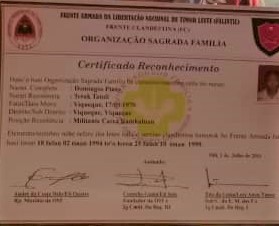 karta rekonesimentu ba Domingos Pinto